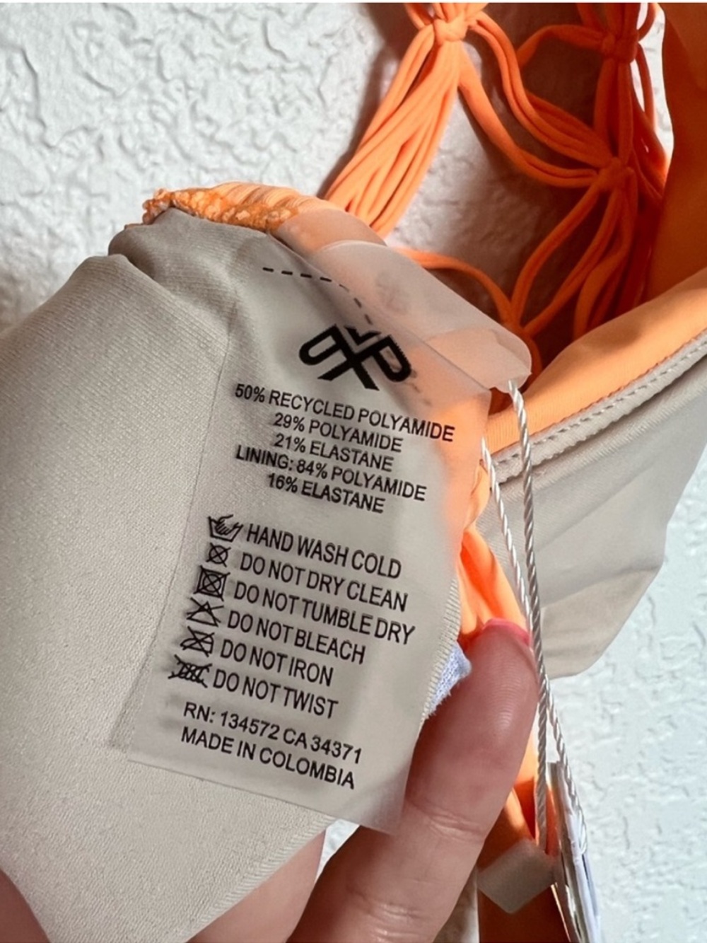 PQ Swim Brynn Halter Bikini Top Orange Macramé Strappy Tie Back - Picture 10 of 13